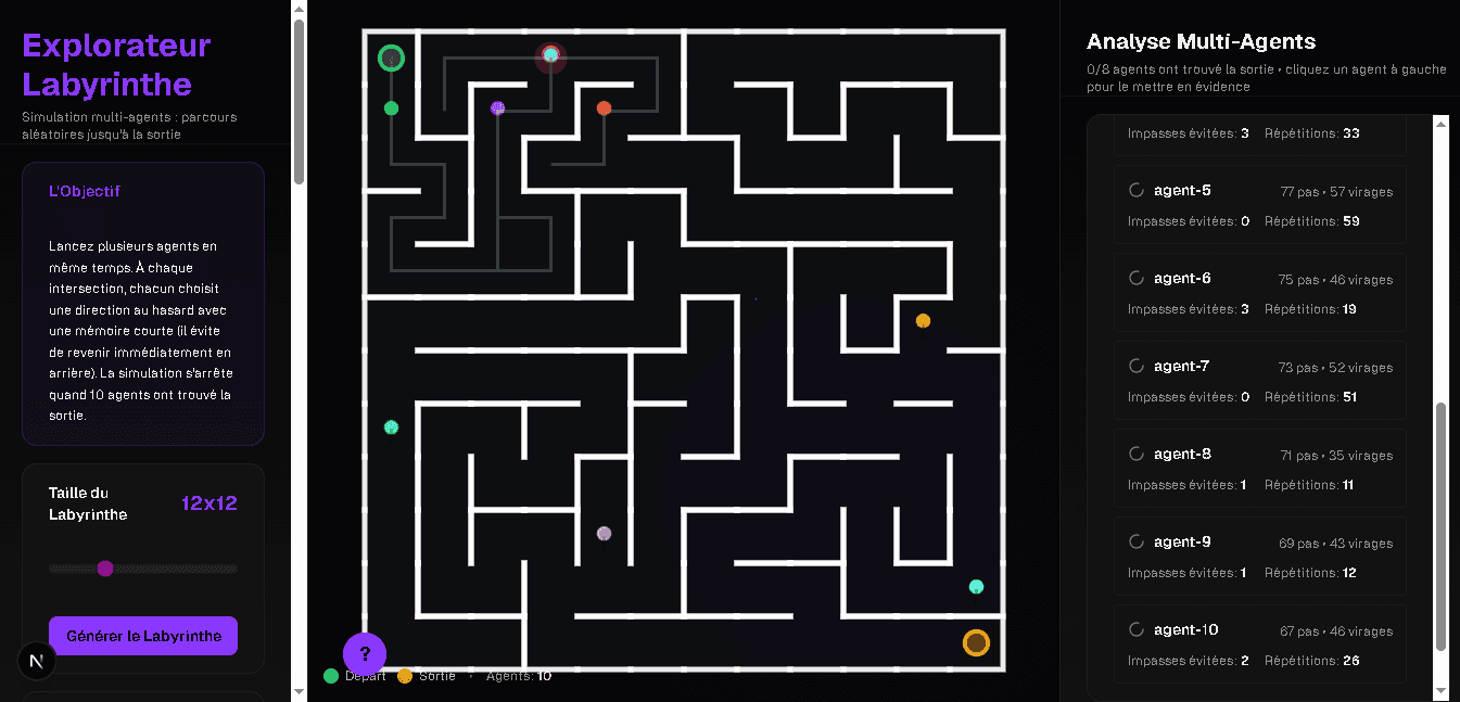 Aperçu du projet Maze Explorer